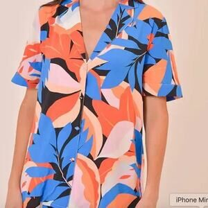MINKPINK Lukas Button Down Shirt Tropical Variant Womens Sz S